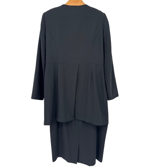 Anne Klein Womens Black skirt Suit Ruffle Detail Size 12 wool blend career - Picture 2 of 4